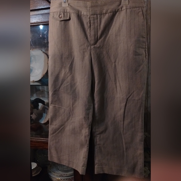 Merona Brown Pinstripe Capris Pants (10) - Picture 1 of 9